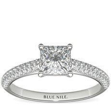 Trio Micropavé Diamond Engagement Ring in Platinum (1/3 ct. tw.)